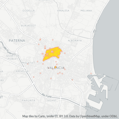 Verksamhetskoncentration i Postnummer 46009 - Valencia, Valencia (autonom region)