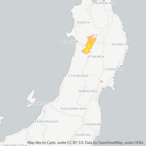 Bedrijfsconcentratie in Postcode 014 - Akita (prefectuur)