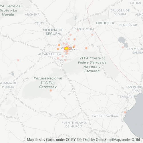 Verksamhetskoncentration i Postnummer 30005 - Murcia, Murcia (autonom region)