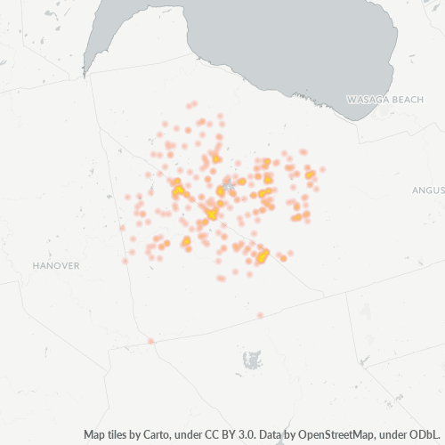 Bedrijfsconcentratie in Postcode N0C - Ontario