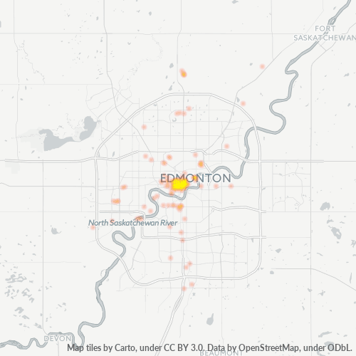 Bedrijfsconcentratie in Postcode T5J - Edmonton, Alberta