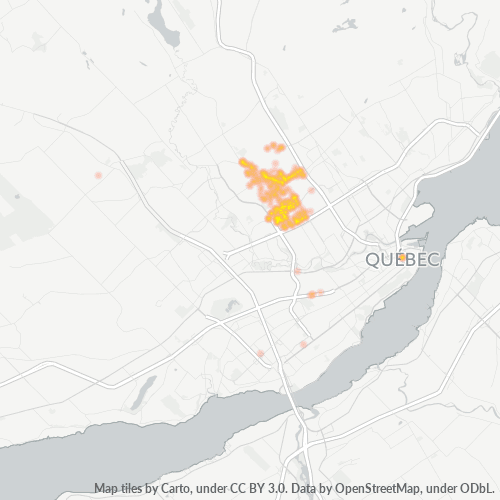 Bedrijfsconcentratie in Postcode G2K - Quebec (stad)