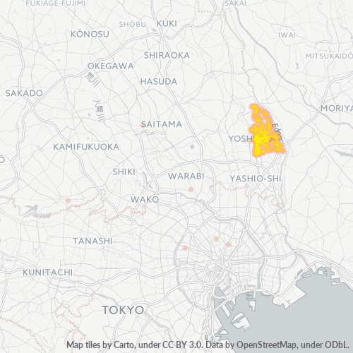 Bedrijfsconcentratie in Postcode 342 - Yoshikawa, Saitama (prefectuur)