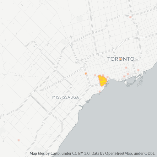 Bedrijfsconcentratie in Postcode M8Y - Etobicoke West Mall, Ontario