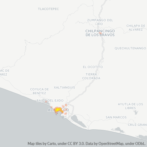 Verksamhetskoncentration i Postnummer 39350 - Acapulco, Guerrero