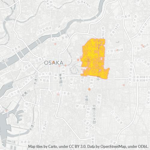 Bedrijfsconcentratie in Postcode 536 - Osaka (prefectuur)
