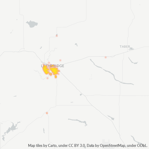 Verksamhetskoncentration i Postnummer T1K - Lethbridge, Alberta