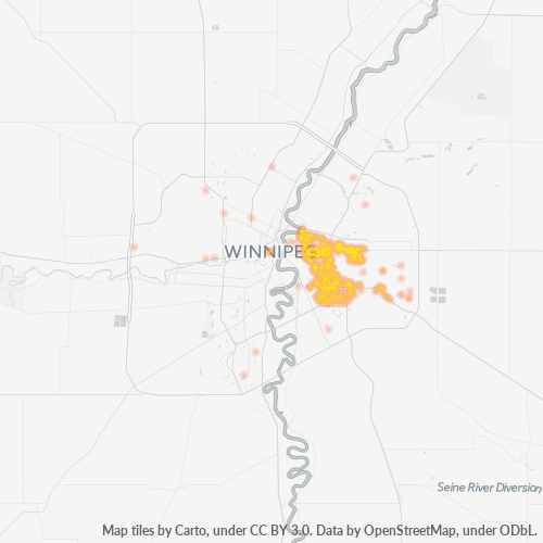 Bedrijfsconcentratie in Postcode R2J - Winnipeg, Manitoba