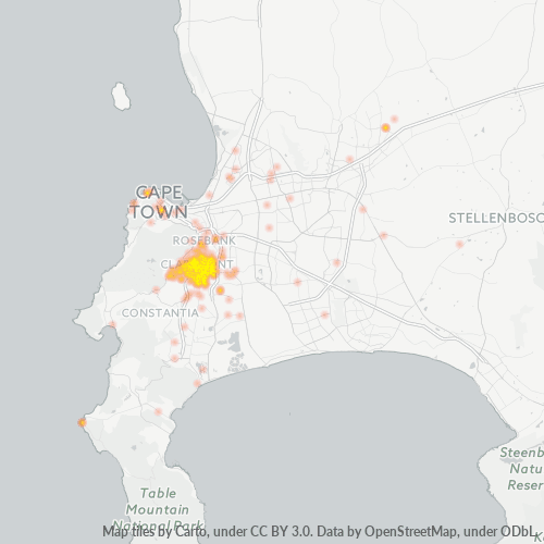 Bedrijfsconcentratie in Postcode 7708 - Kaapstad, West-Kaap