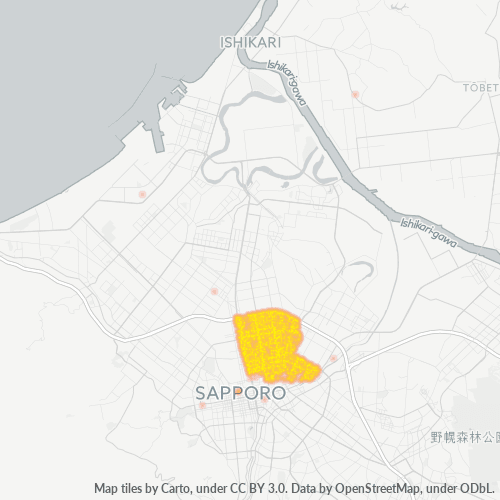Bedrijfsconcentratie in Postcode 065 - Hokkaido (Japan)