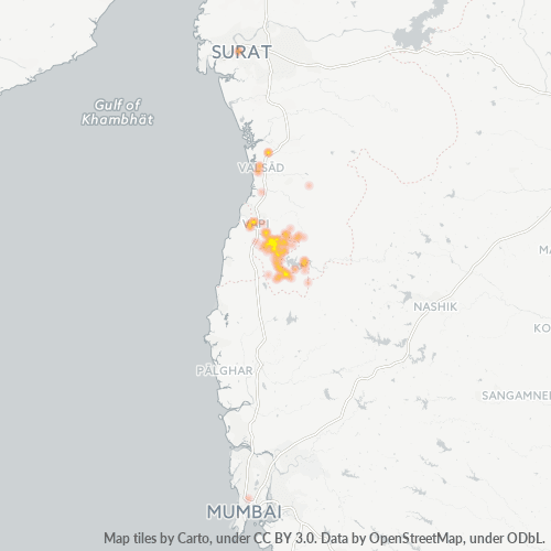 Bedrijfsconcentratie in Postcode 396230 - Gujarat