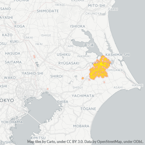 Bedrijfsconcentratie in Postcode 287 - Chiba (prefectuur)