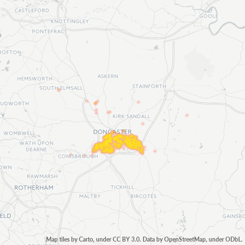 Concentració d'empreses a Codi Postal DN4 - Doncaster, Anglaterra