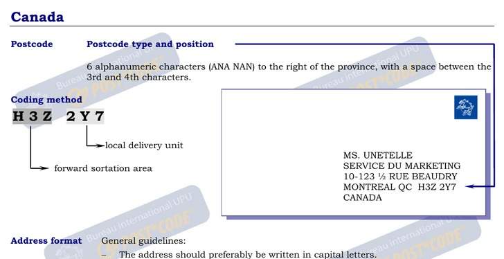 Postal Codes formatting for Canada